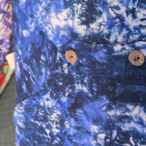 Blue Tie-Dye Button-Up Women's Top - Picture 5 of 5